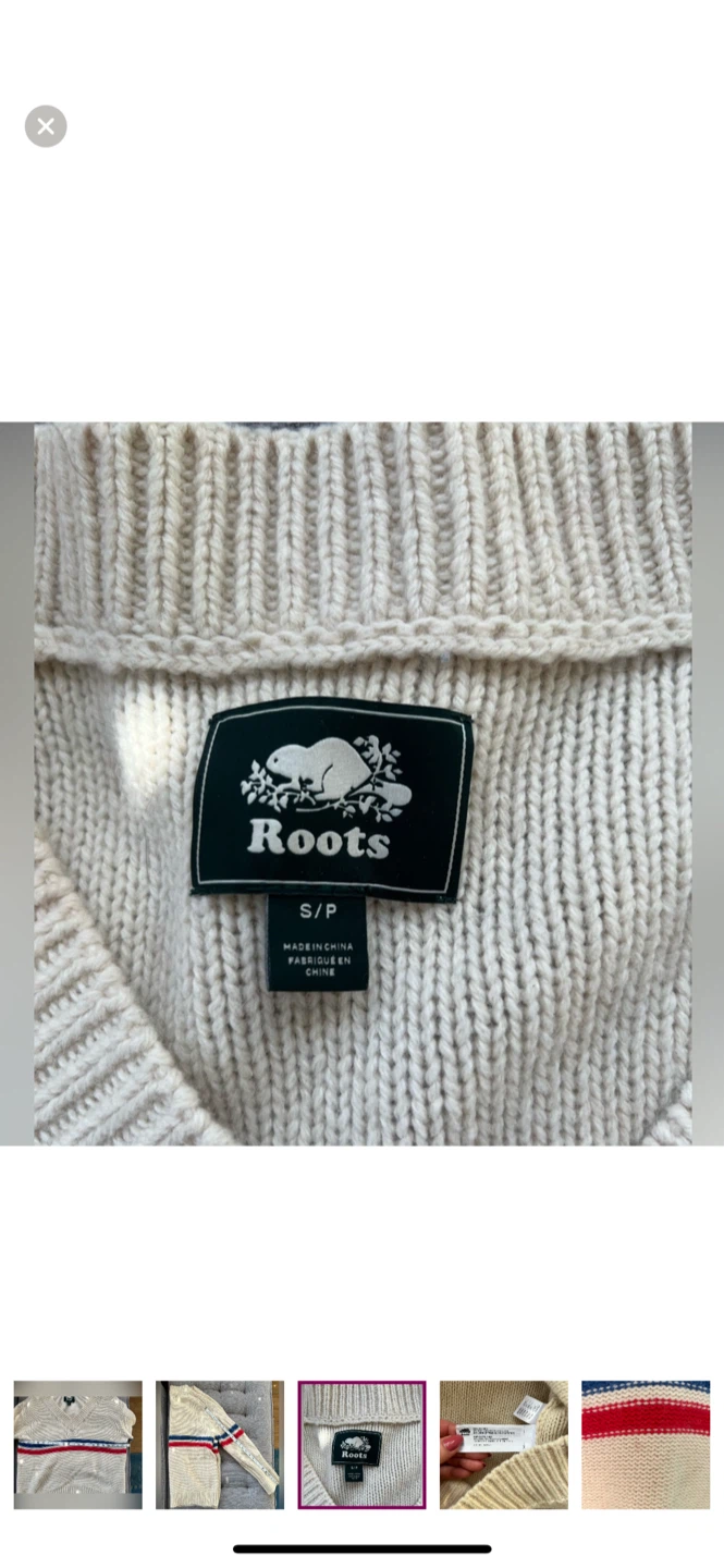 Roots Beige V-Neck Sweater Size S/P - photo 4