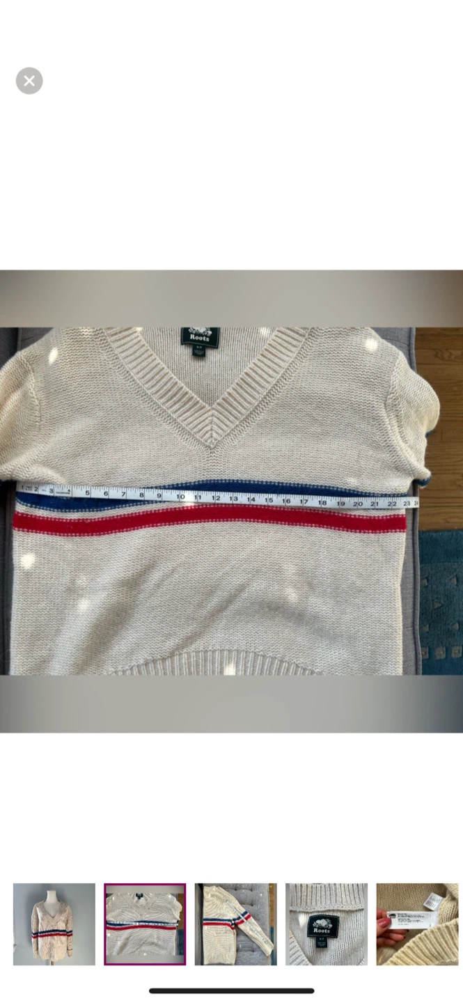 Roots Beige V-Neck Sweater Size S/P - photo 2