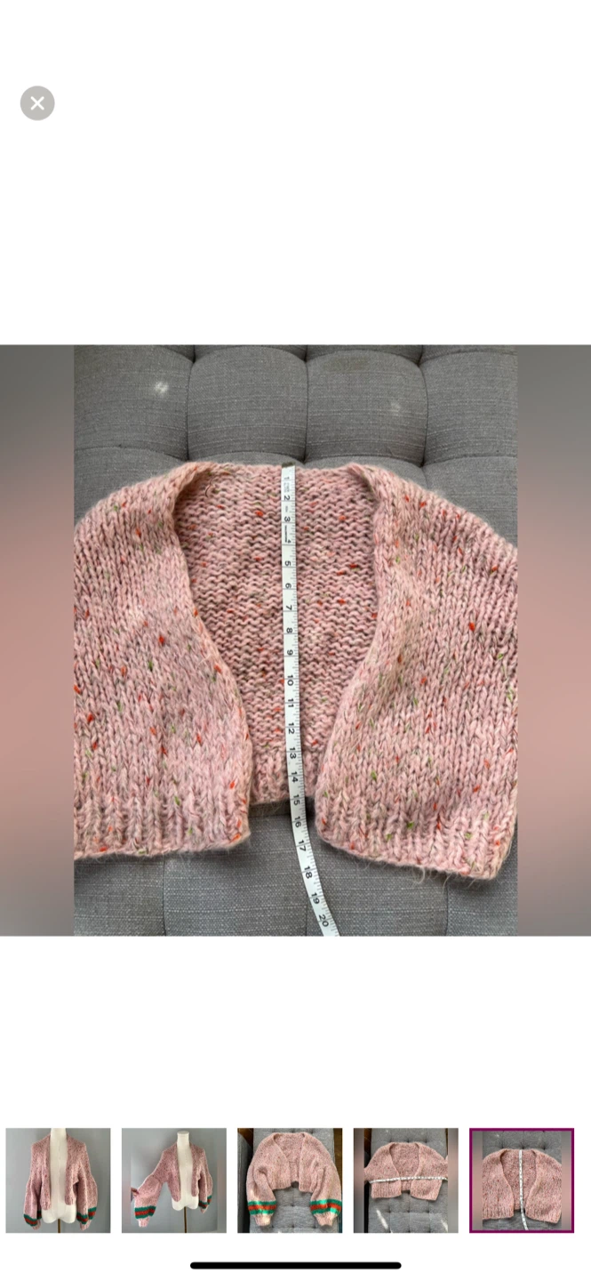 Hand-Knitted Cropped Cardigan - Pink - photo 5