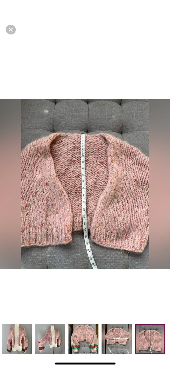 Hand-Knitted Cropped Cardigan - Pink image indicator(5)