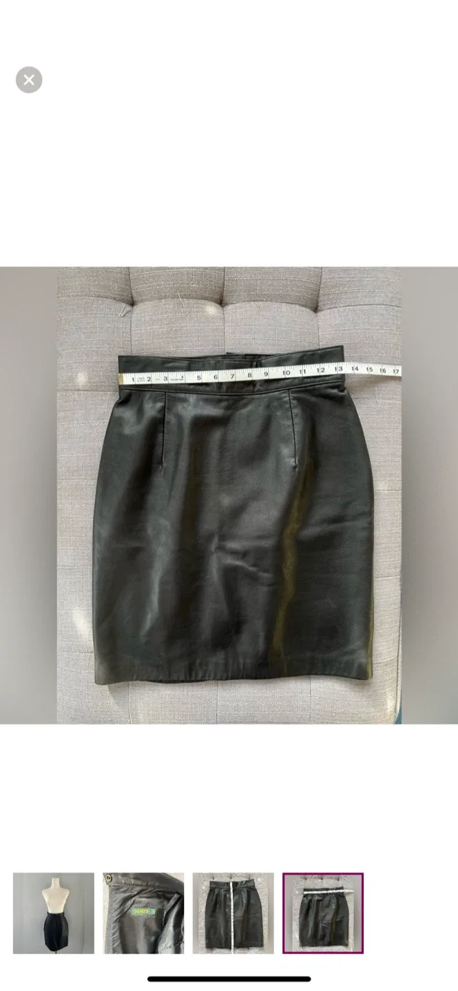 Danier Black Leather Skirt Size 8 image indicator(4)