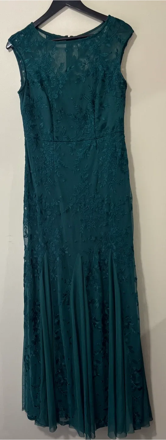 Laura Forest Green Floral Embroidered Dress image indicator(4)