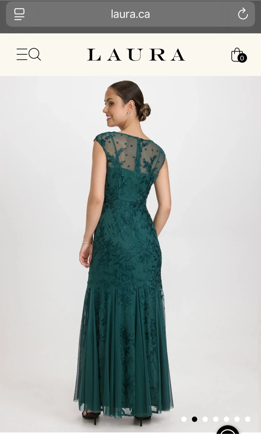Laura Forest Green Floral Embroidered Dress