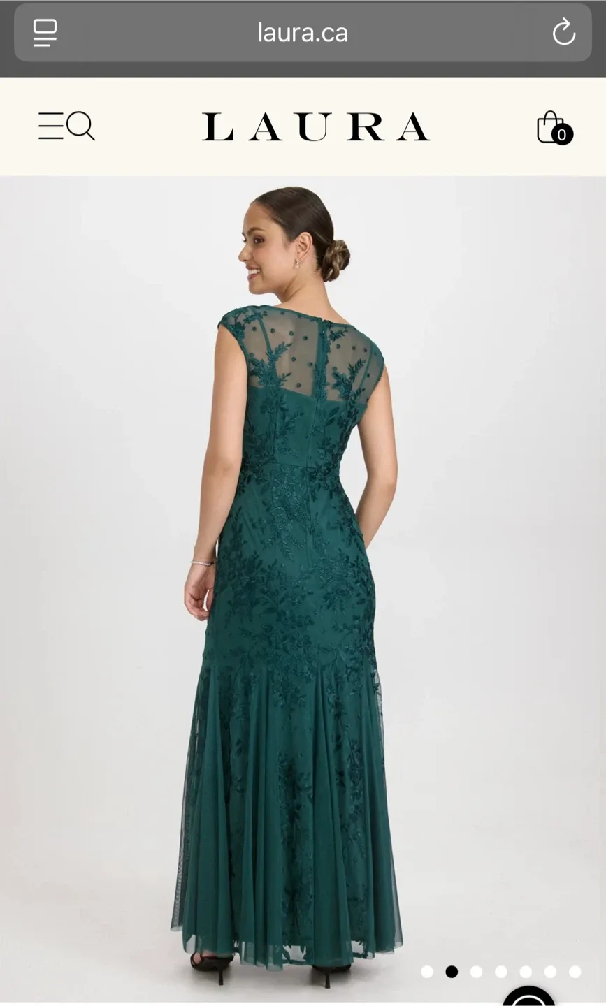 Laura Forest Green Floral Embroidered Dress image indicator(2)