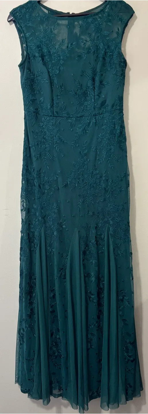 Laura Forest Green Floral Embroidered Dress image indicator(7)