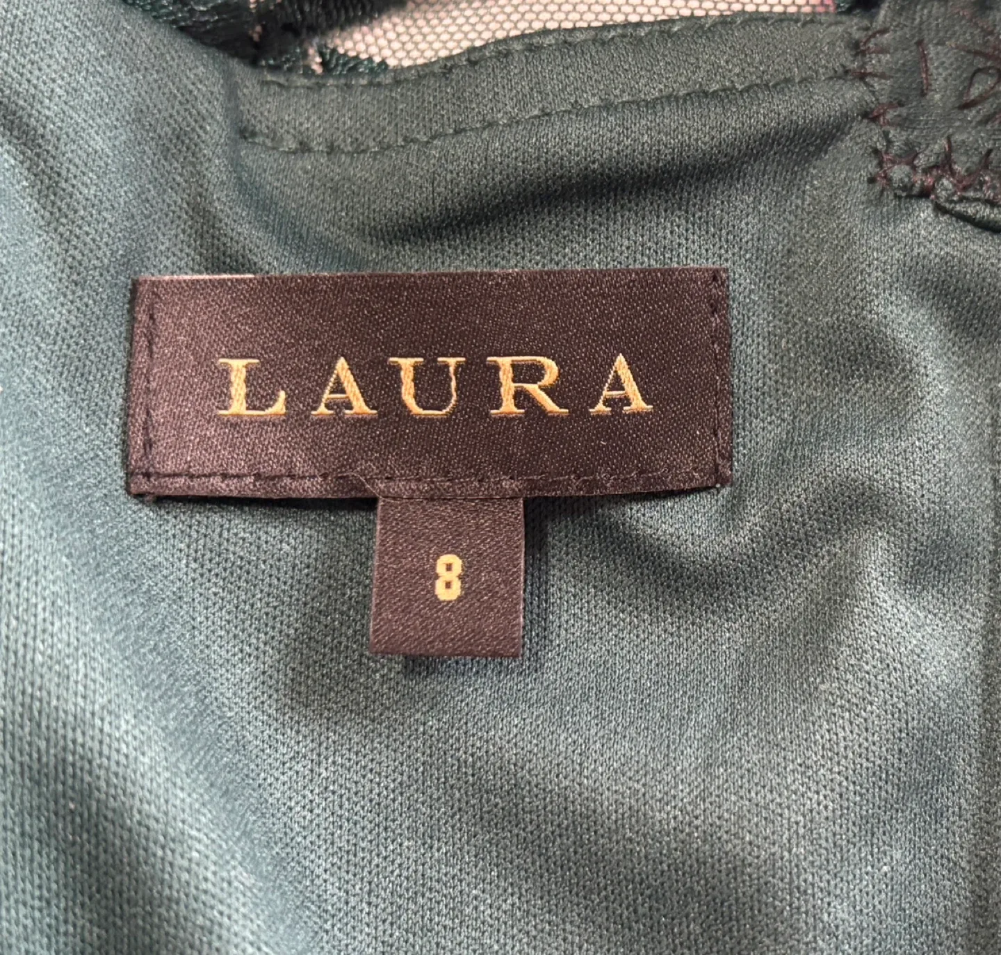 Laura Forest Green Floral Embroidered Dress image indicator(8)