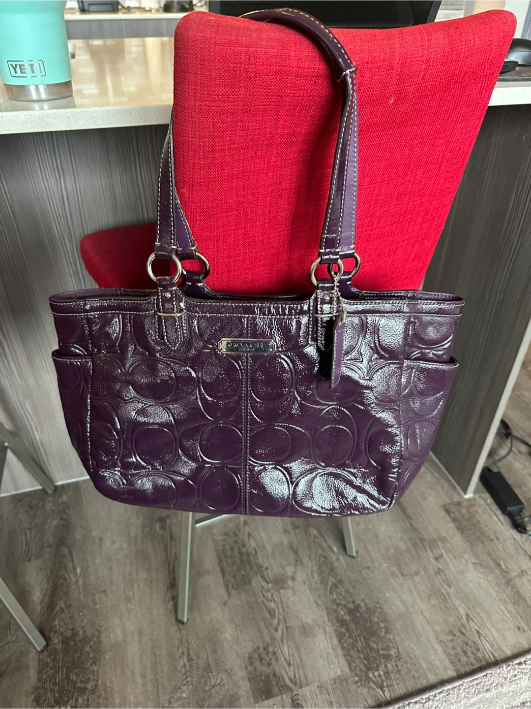 Coach Purple Patent Leather Tote Bag