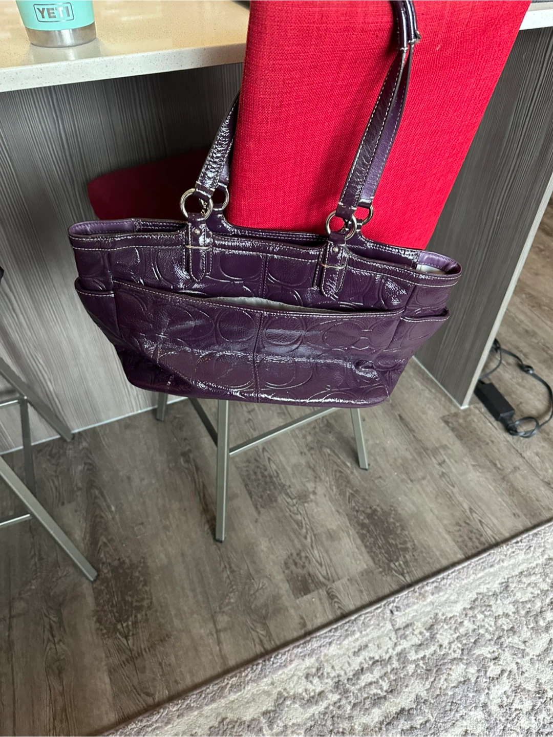Coach Purple Patent Leather Tote Bag - photo 2