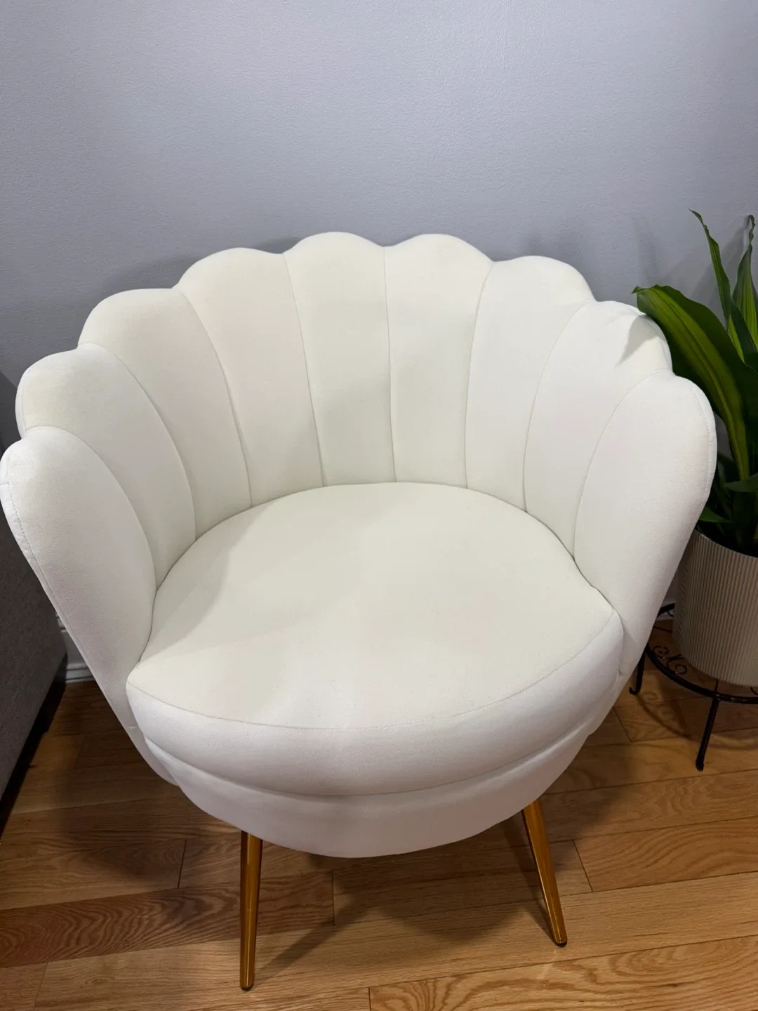White Velvet Accent Chair with Gold Legs thumbnail