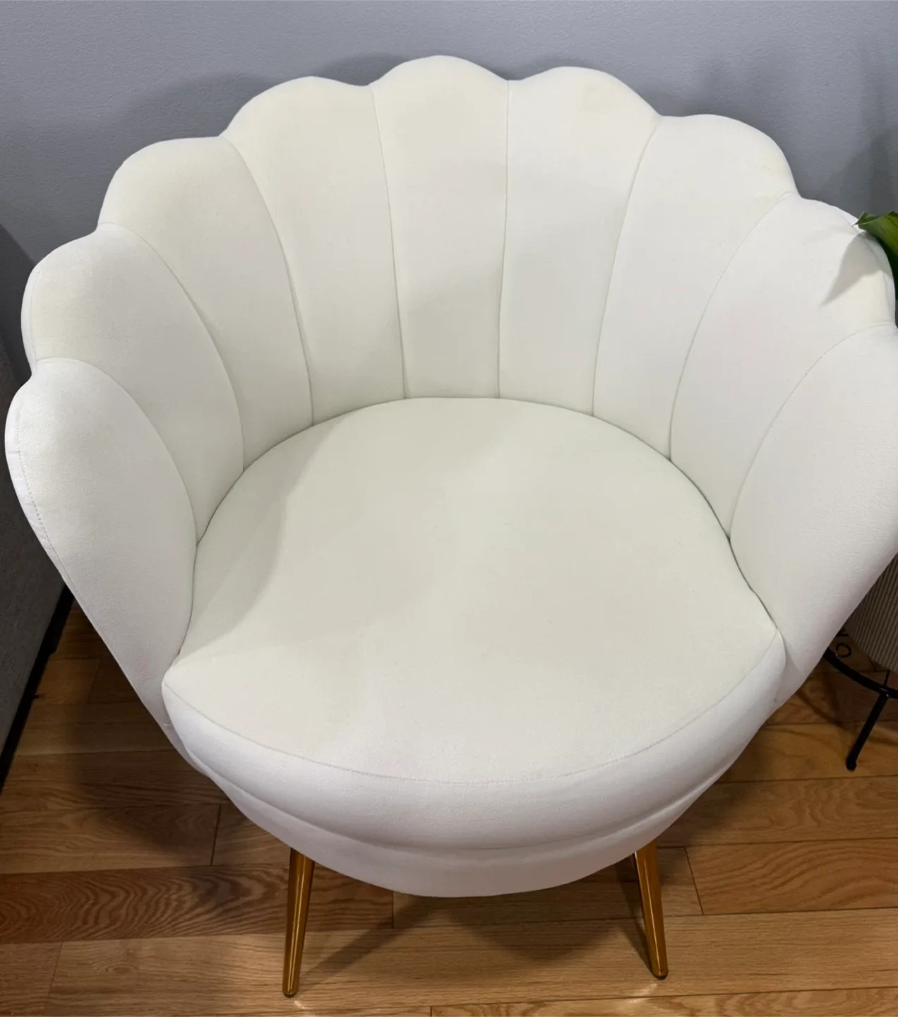 White Velvet Accent Chair with Gold Legs image indicator(3)