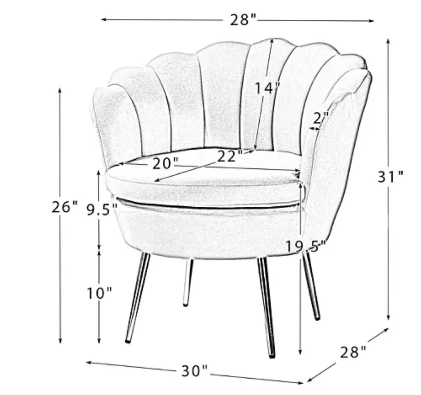 White Velvet Accent Chair with Gold Legs image indicator(4)