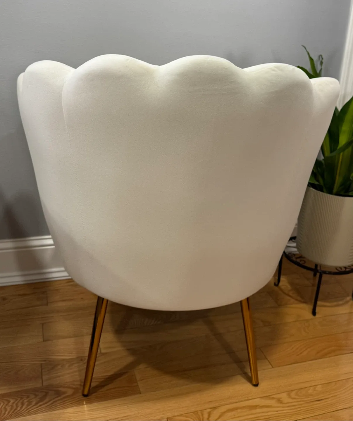 White Velvet Accent Chair with Gold Legs image indicator(5)