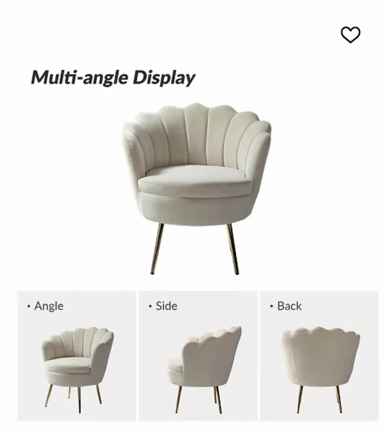 White Velvet Accent Chair with Gold Legs image indicator(7)