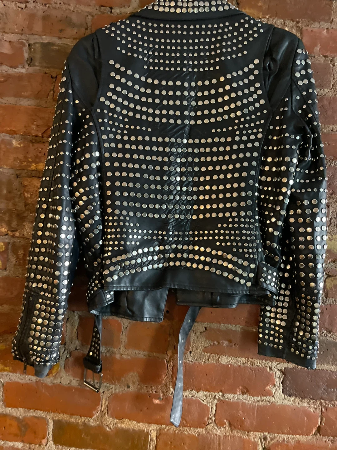 Black chrome Studded vegan Leather Jacket - photo 2