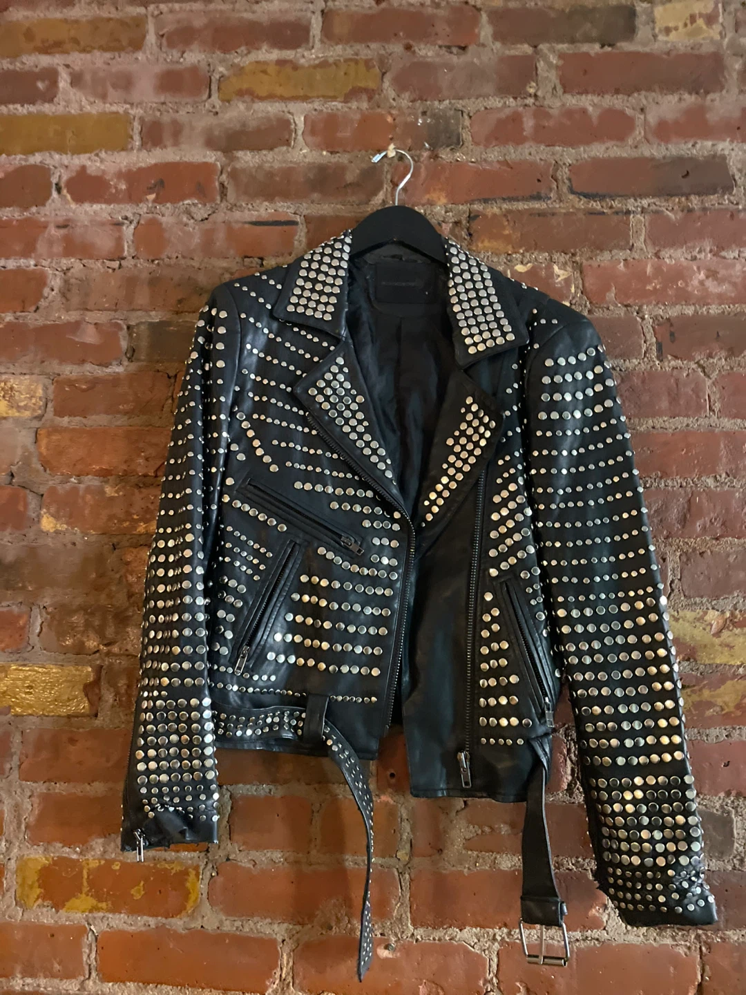 Black chrome Studded vegan Leather Jacket