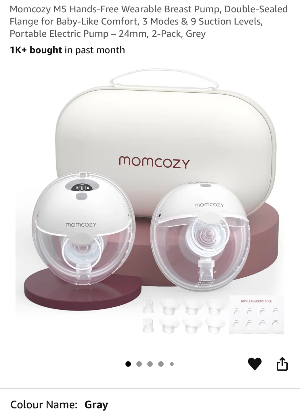Momcozy M5 Hands-Free Breast Pump - Gray