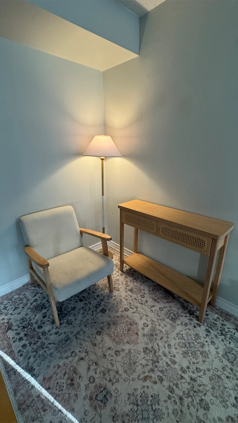Wood Console Table and Armchair Set