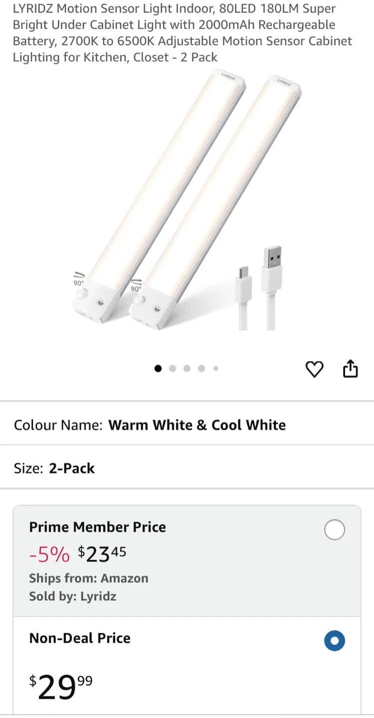 New LYRIDZ Motion Sensor Cabinet Light 2-Pack image indicator(3)