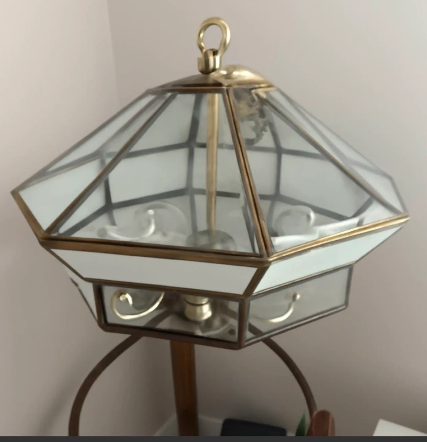 Vintage Style Octagon Glass Pendant Light image indicator(2)