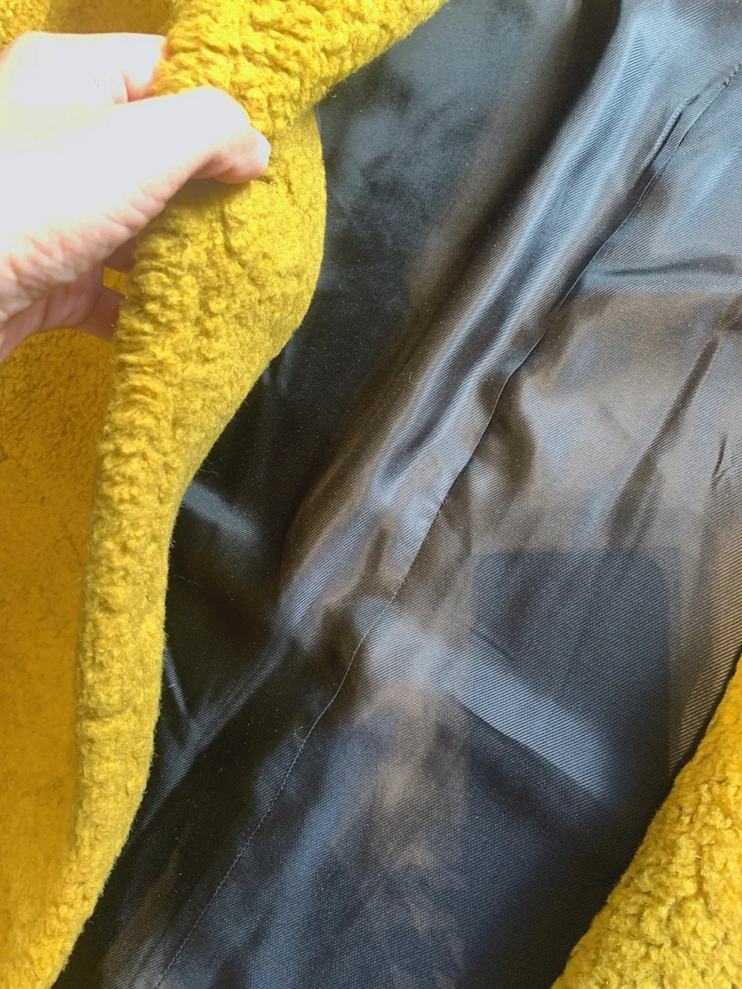 Zara Basic Yellow Teddy Coat - Size S image indicator(6)