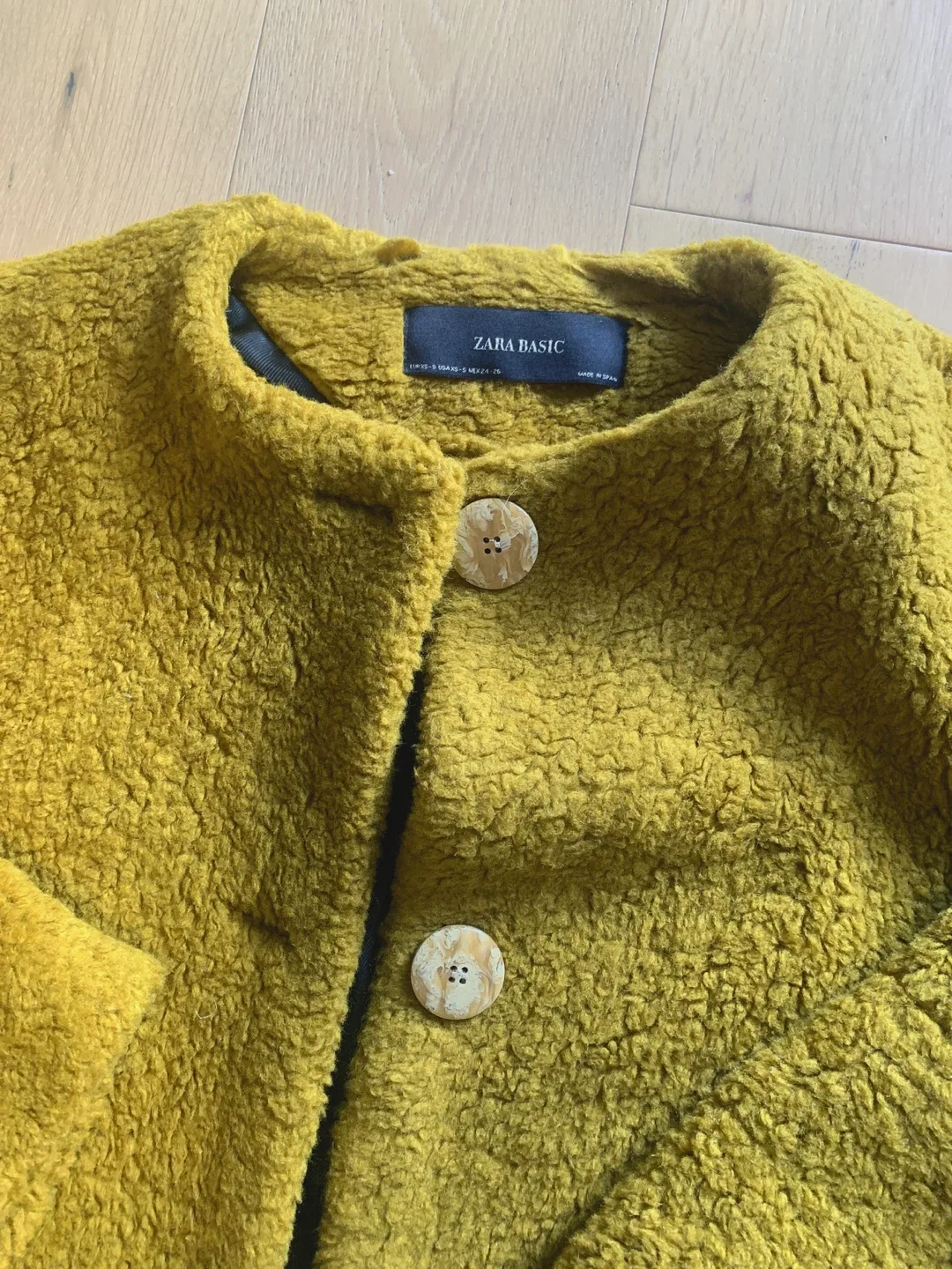 Zara Basic Yellow Teddy Coat - Size S image indicator(2)