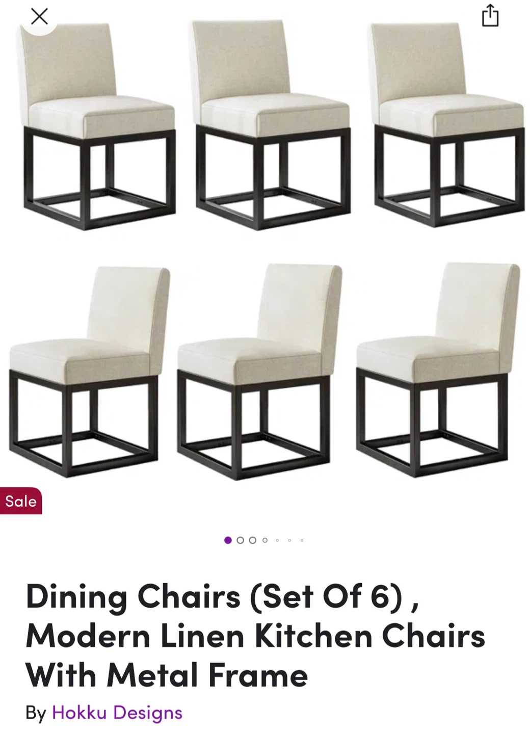 Hokku Designs Modern Linen Kitchen Chairs (Set of 6) - photo 2