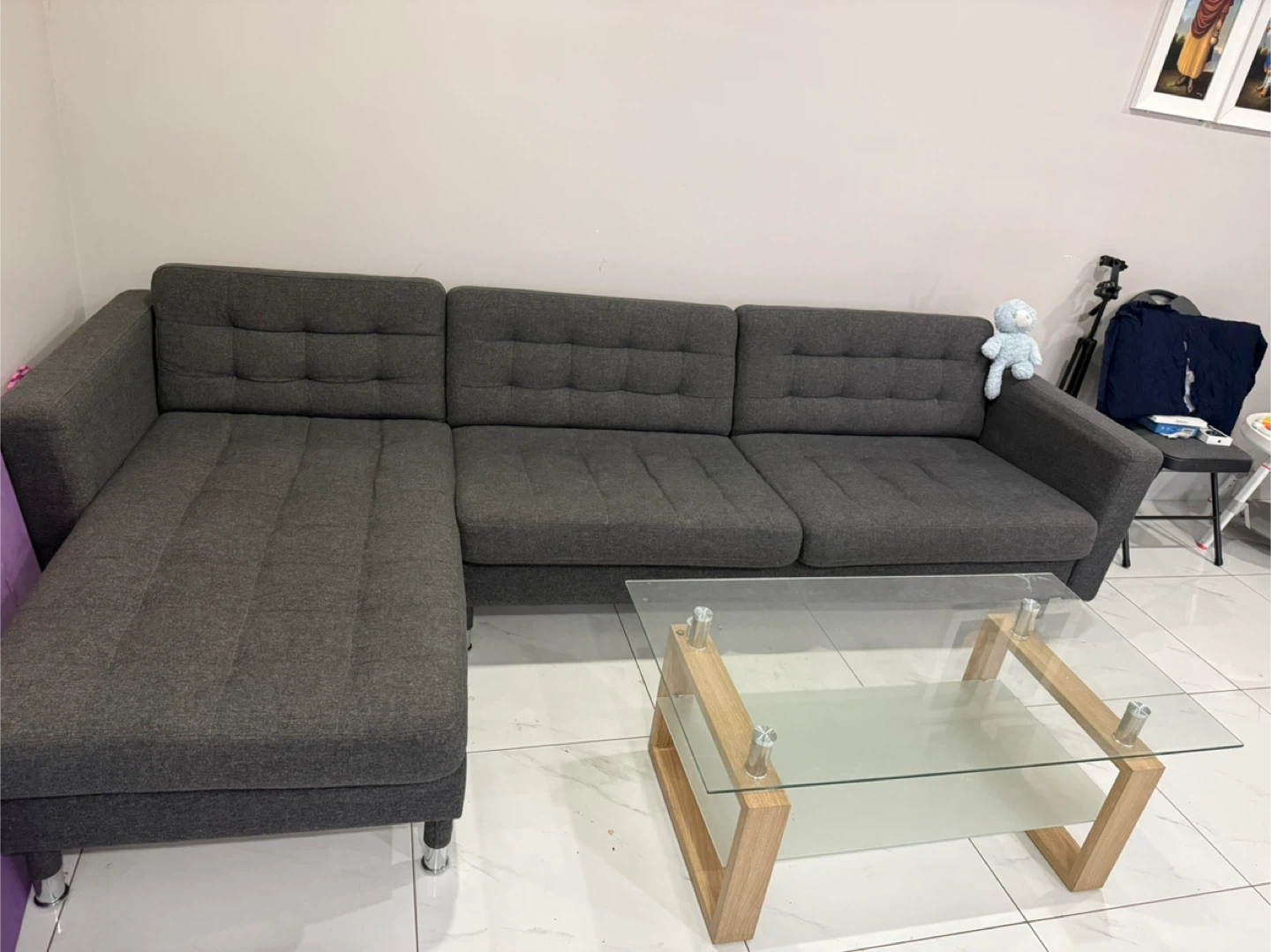 IKEA Morabo Sofa with Chaise Lounge - Gunnared Dark Gray