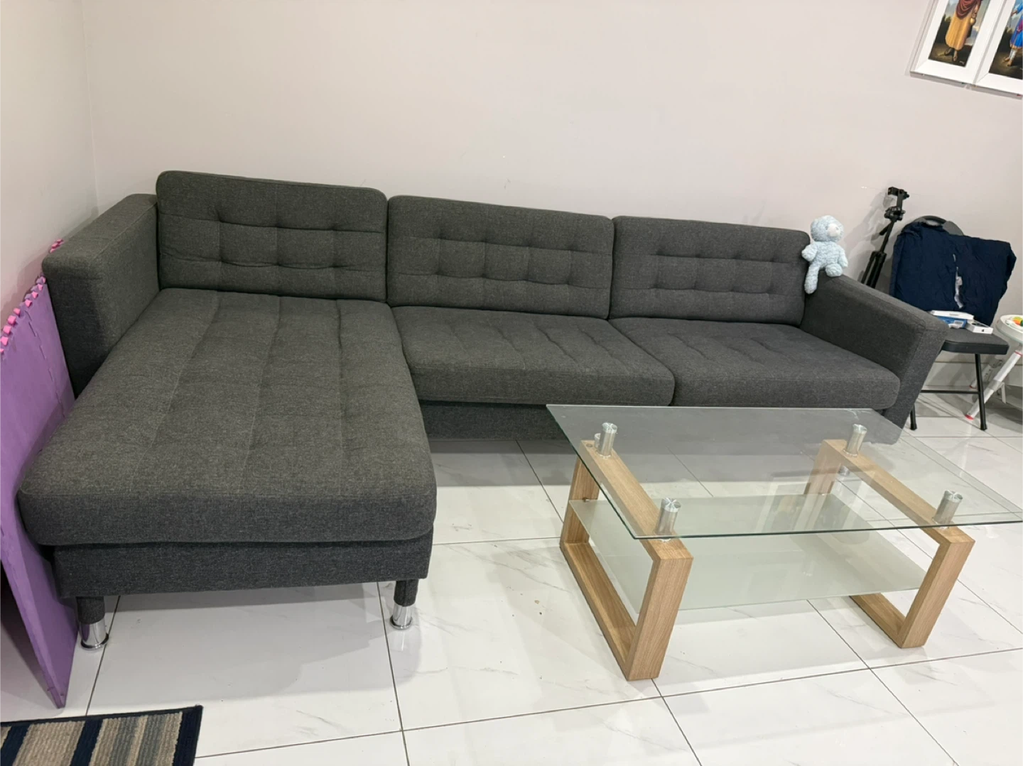 IKEA Morabo Sofa with Chaise Lounge - Gunnared Dark Gray - photo 2