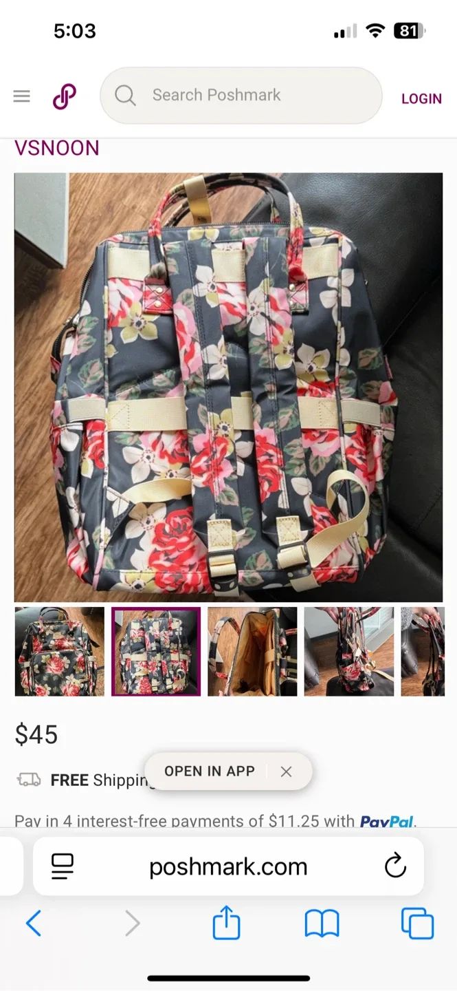 VSNOON Floral Diaper Backpack image indicator(3)