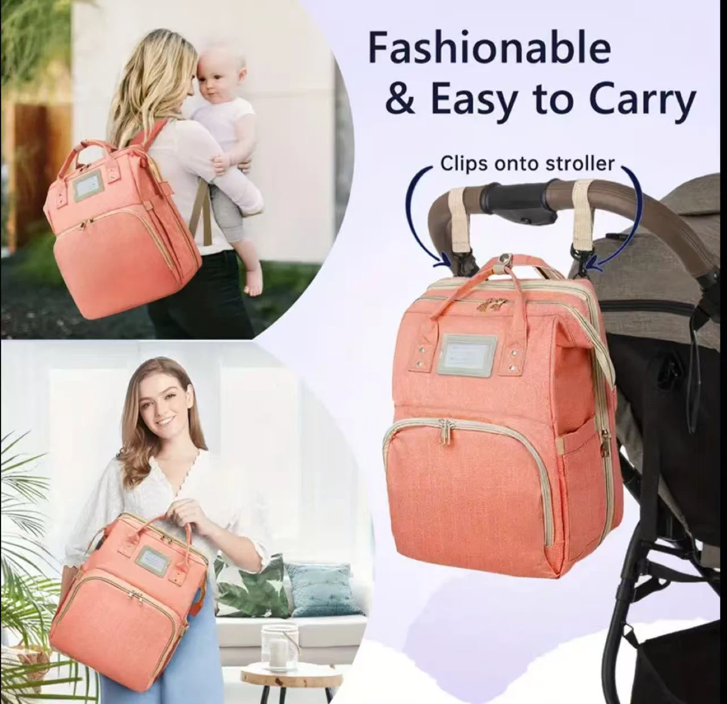 Stylish Diaper Bag - Black - photo 3