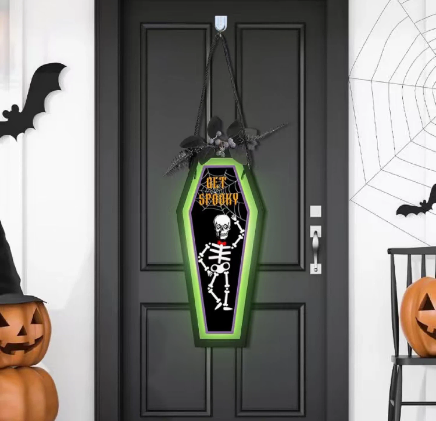 Halloween Coffin Door Decoration - "Get Spooky"