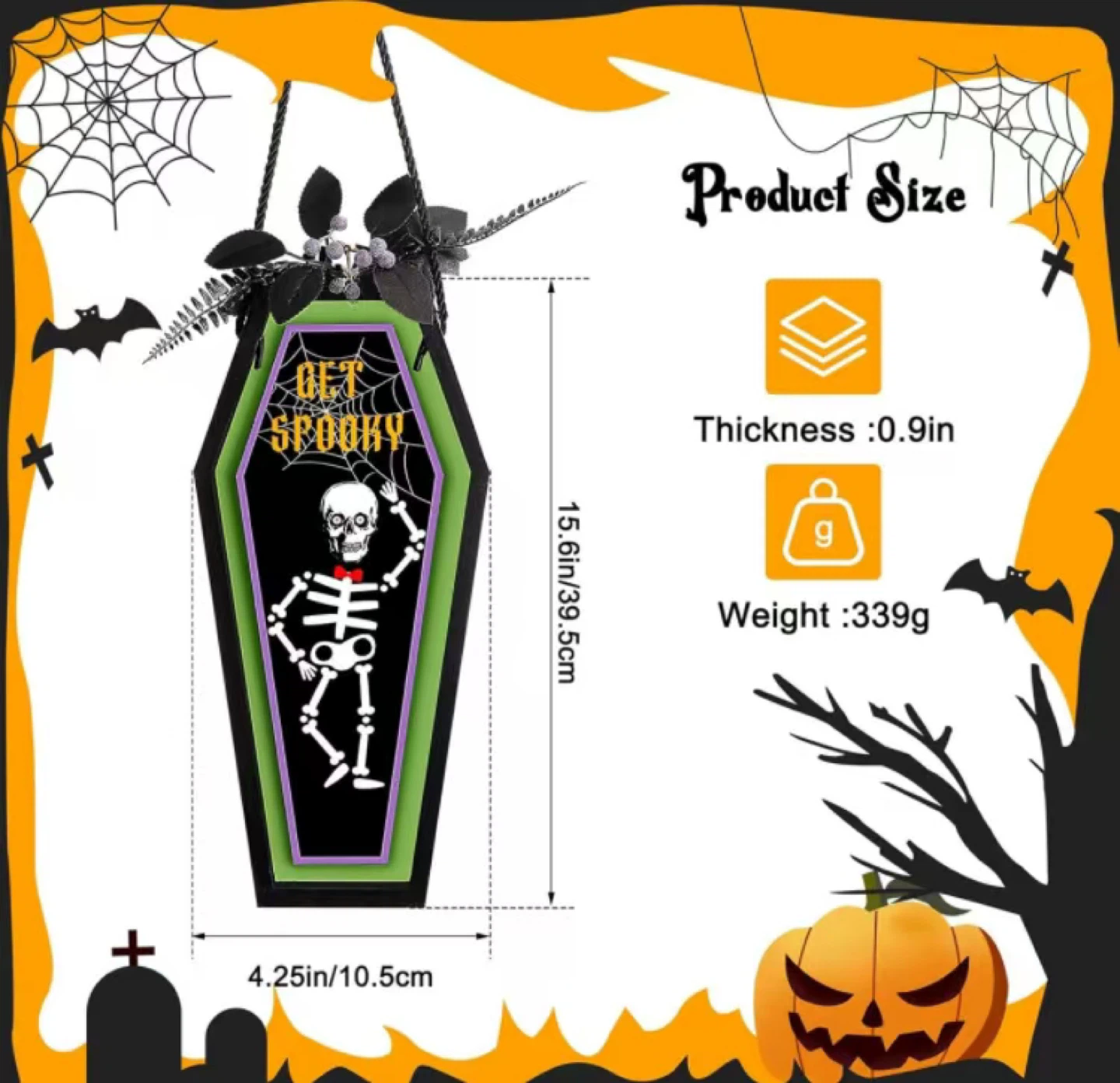 Halloween Coffin Door Decoration - "Get Spooky" - photo 3