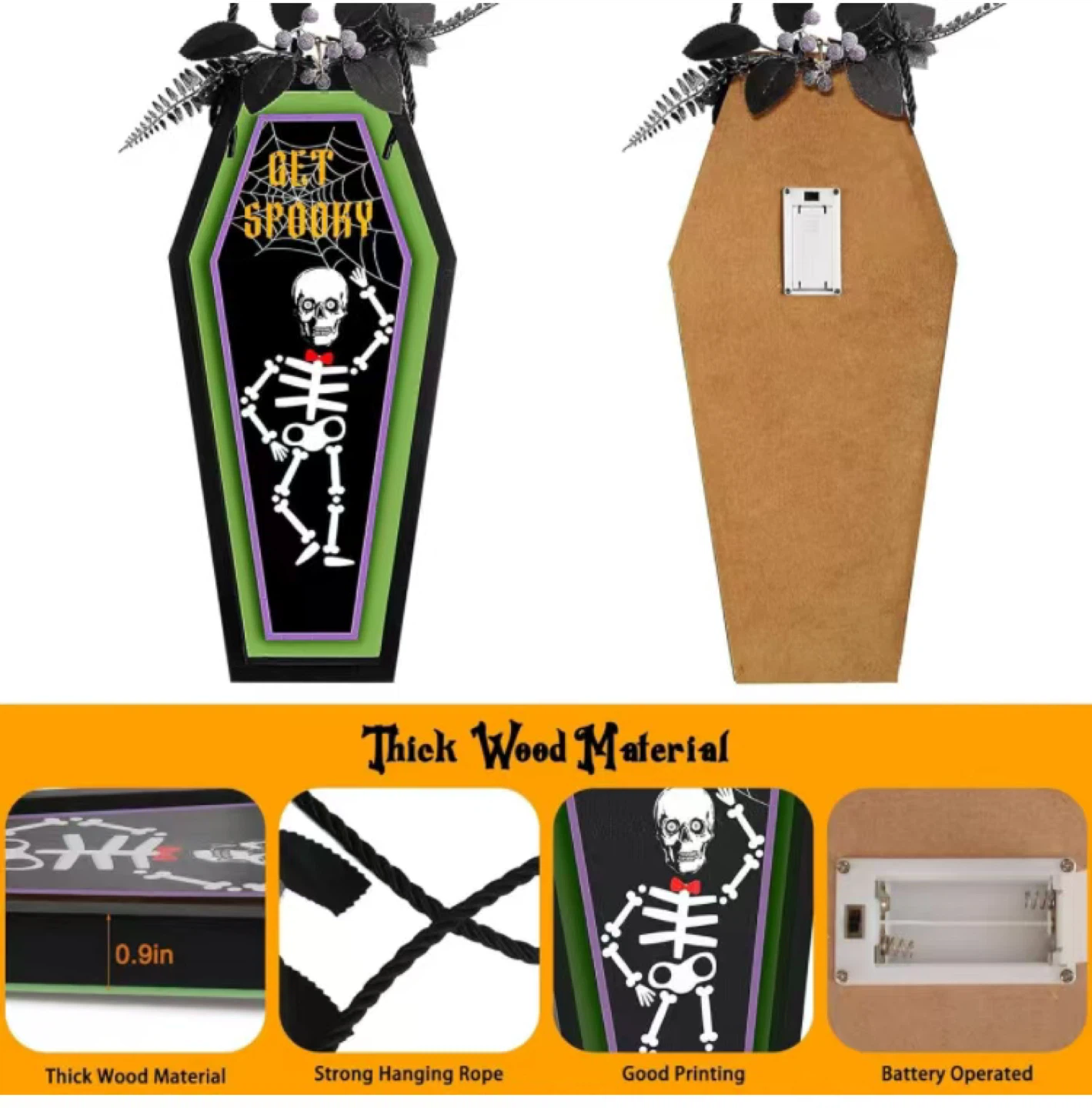 Halloween Coffin Door Decoration - "Get Spooky" - photo 4