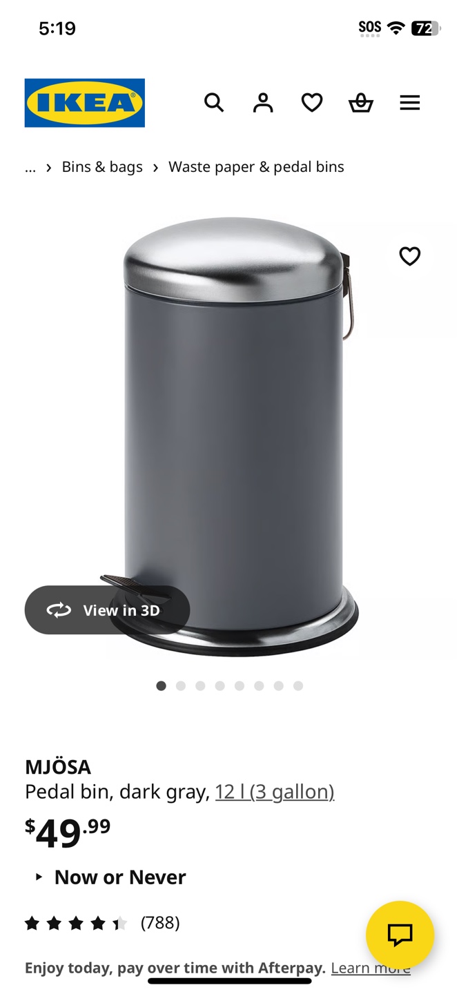 IKEA Mjösa Pedal Bin - Dark Grey, 12L (3 Gallon)