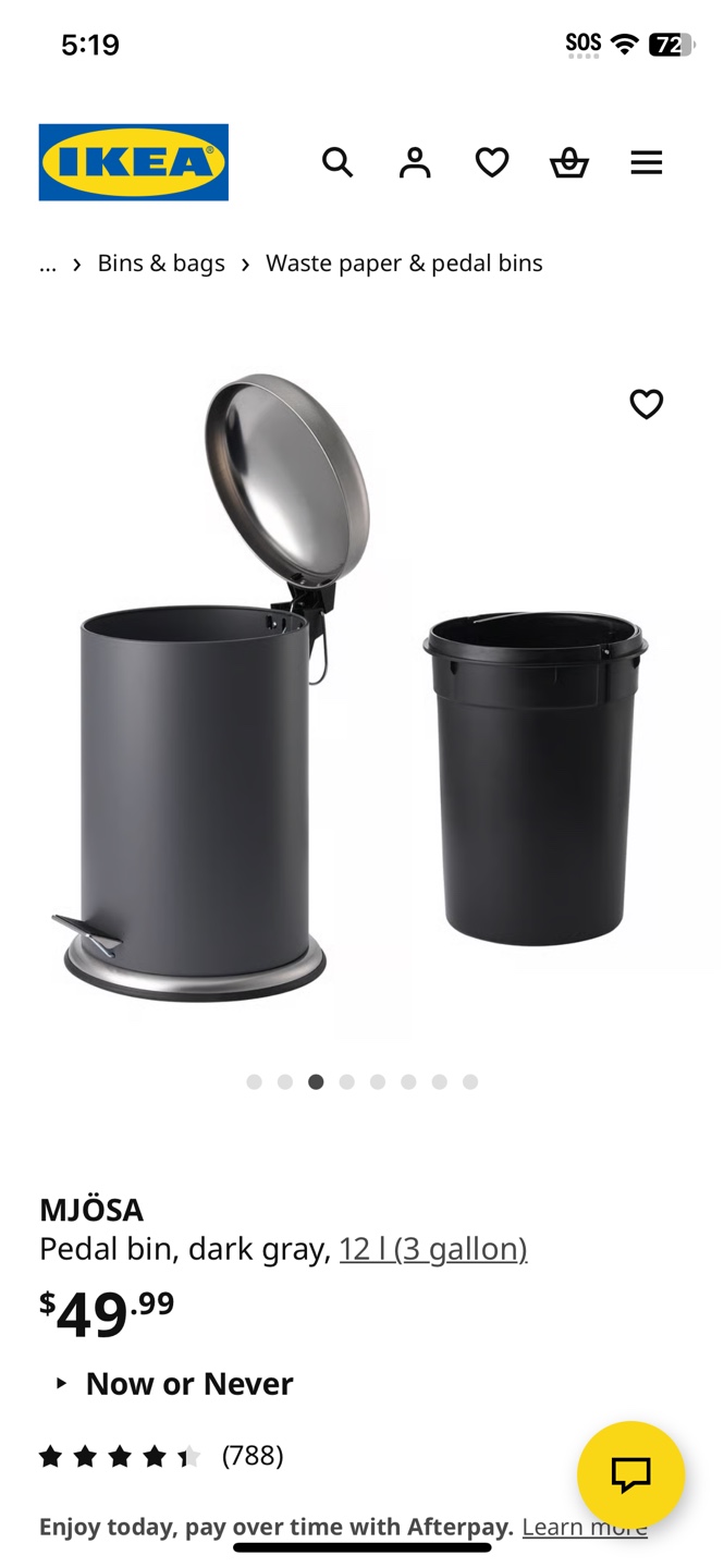 IKEA Mjösa Pedal Bin - Dark Grey, 12L (3 Gallon) - photo 2