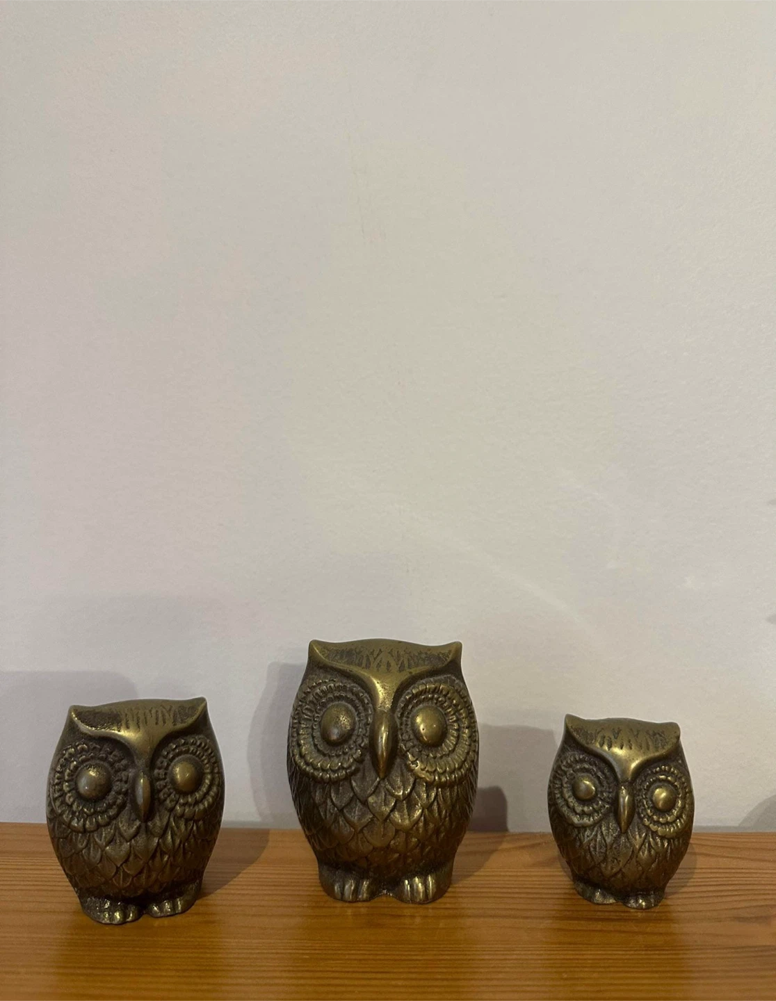 Vintage Brass Owl Figurines - Set of 3 - photo 2