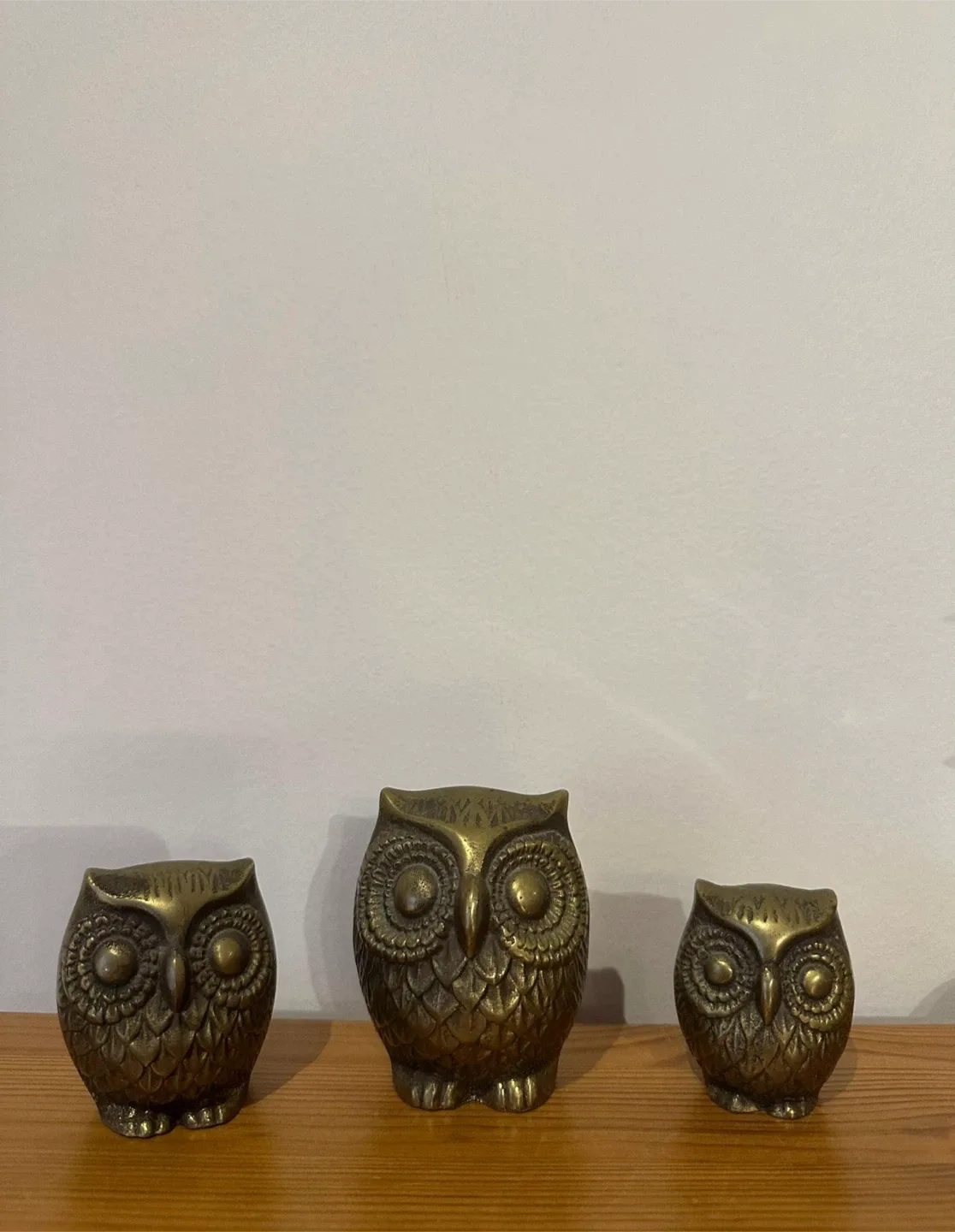 Vintage Brass Owl Figurines - Set of 3 image indicator(2)