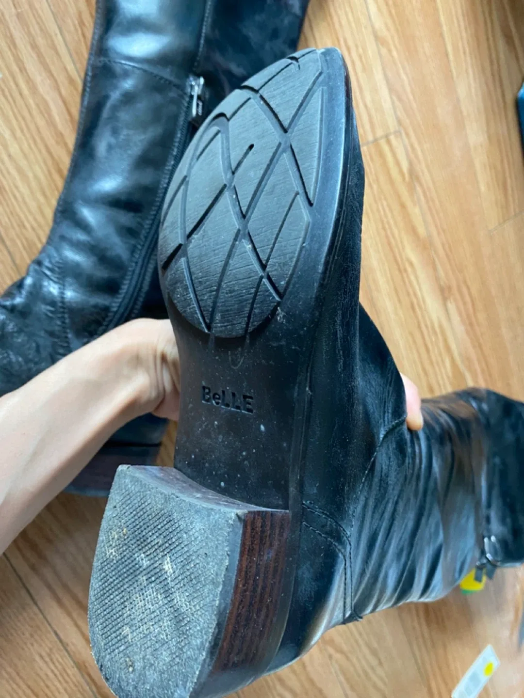 Belle Black Real Leather Over-the-Knee Boots Women Size 6 image indicator(2)