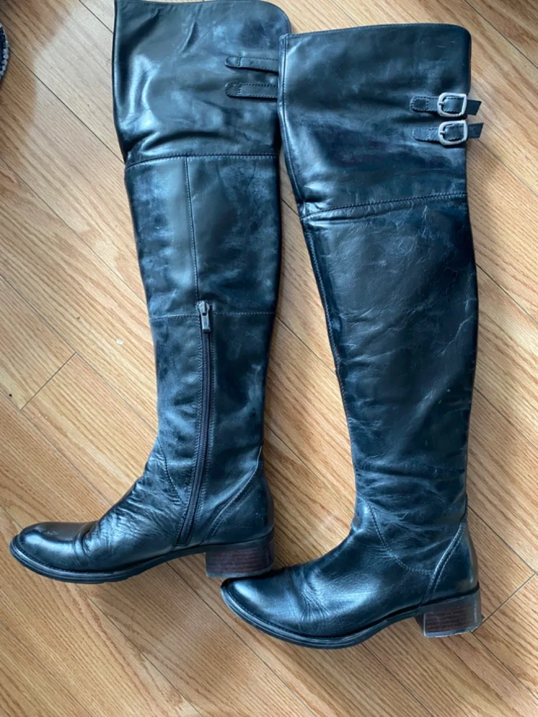 Belle Black Leather Over-the-Knee Boots Women Size 6 thumbnail