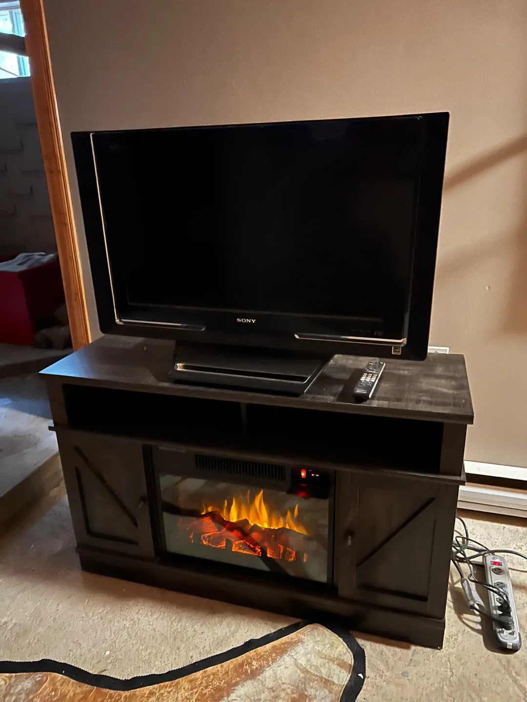 Sony TV & Fireplace TV Stand Combo
