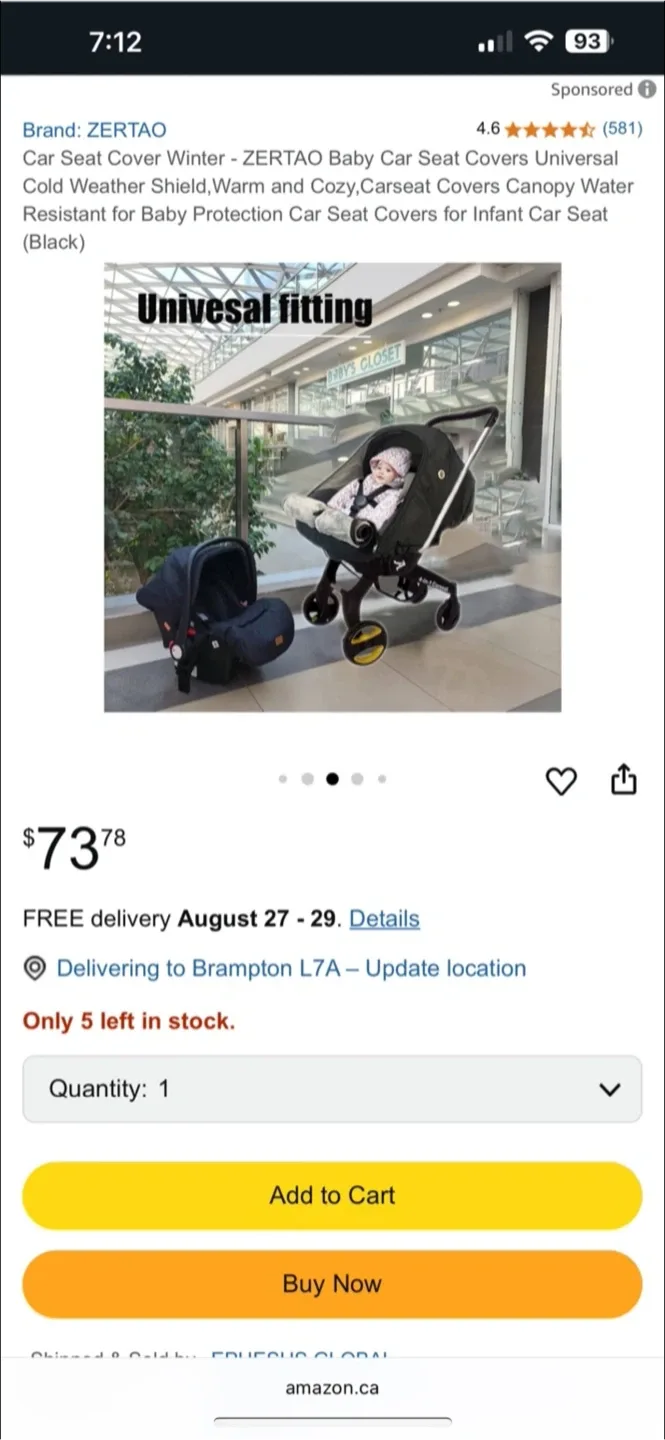 ZERTAO Baby Car Seat Cover - Black thumbnail