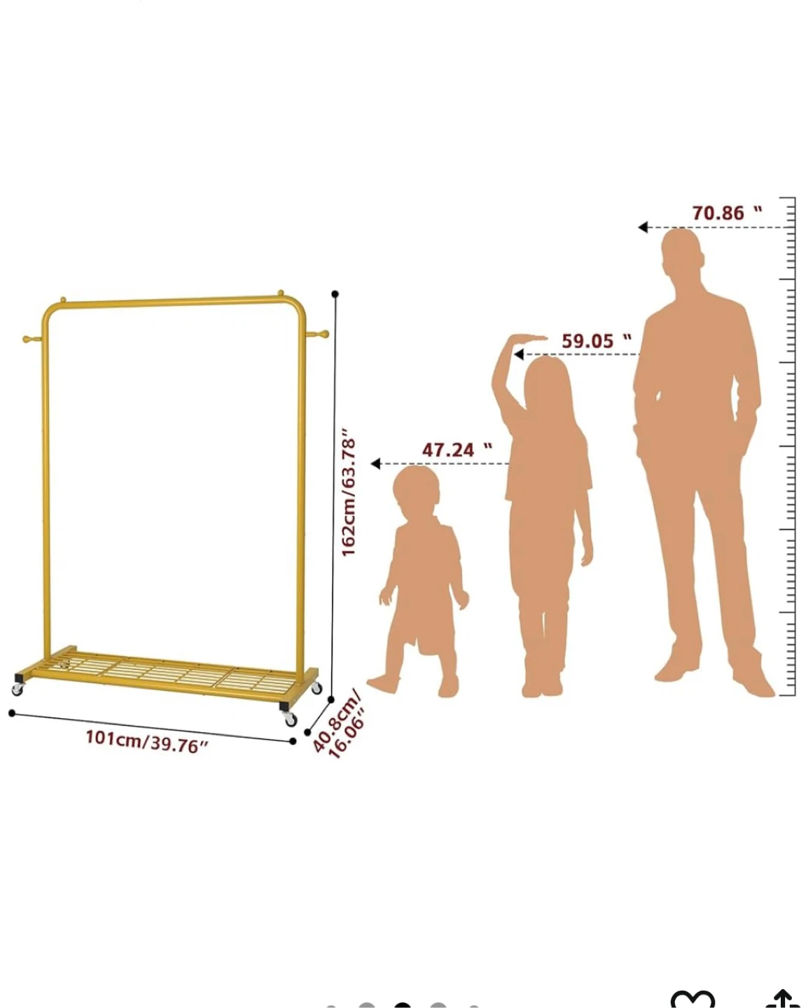 Gold Metal Rolling Garment Rack - photo 3