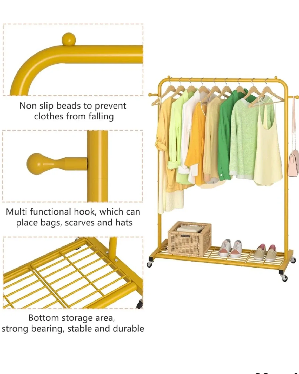 Gold Metal Rolling Garment Rack image indicator(5)