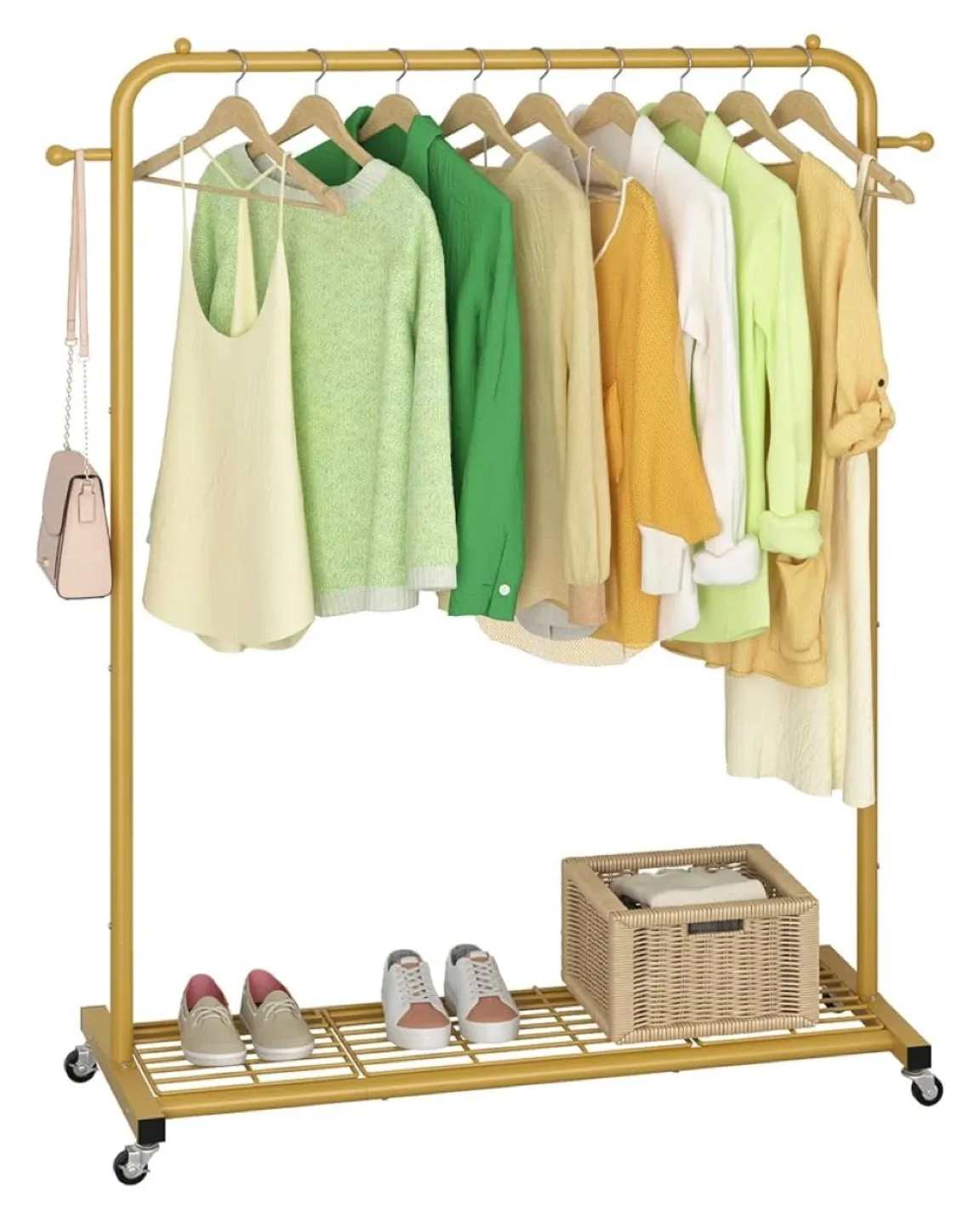 Gold Metal Rolling Garment Rack image indicator(4)
