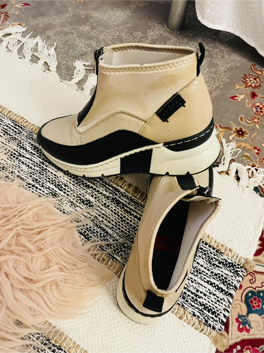 Rieker Beige & Black Ankle Boots - Size 40 - photo 4
