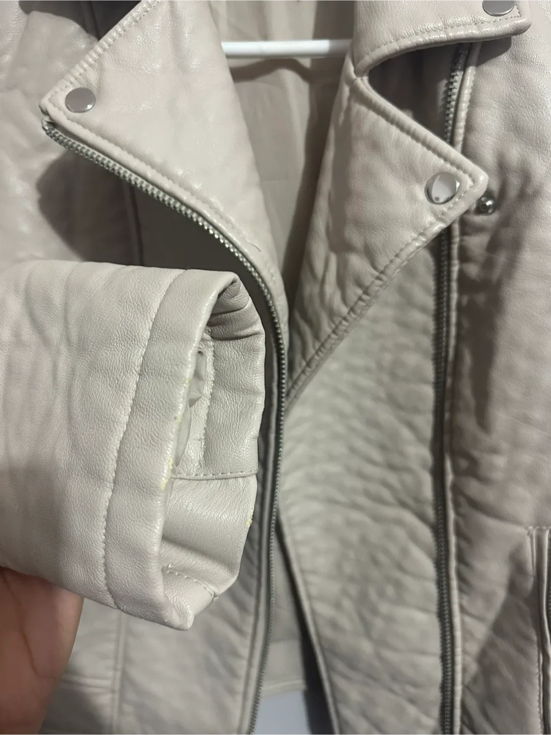 Forever 21 Faux Leather Jacket - Cream image indicator(4)