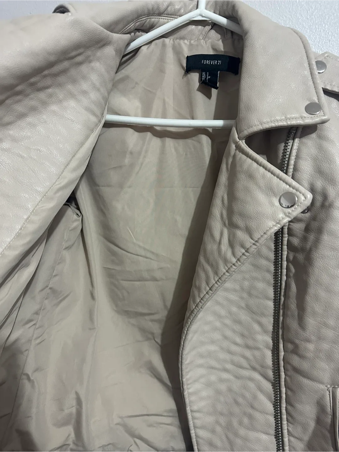 Forever 21 Faux Leather Jacket - Cream image indicator(2)