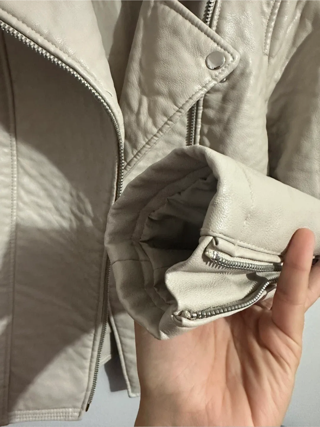 Forever 21 Faux Leather Jacket - Cream image indicator(5)