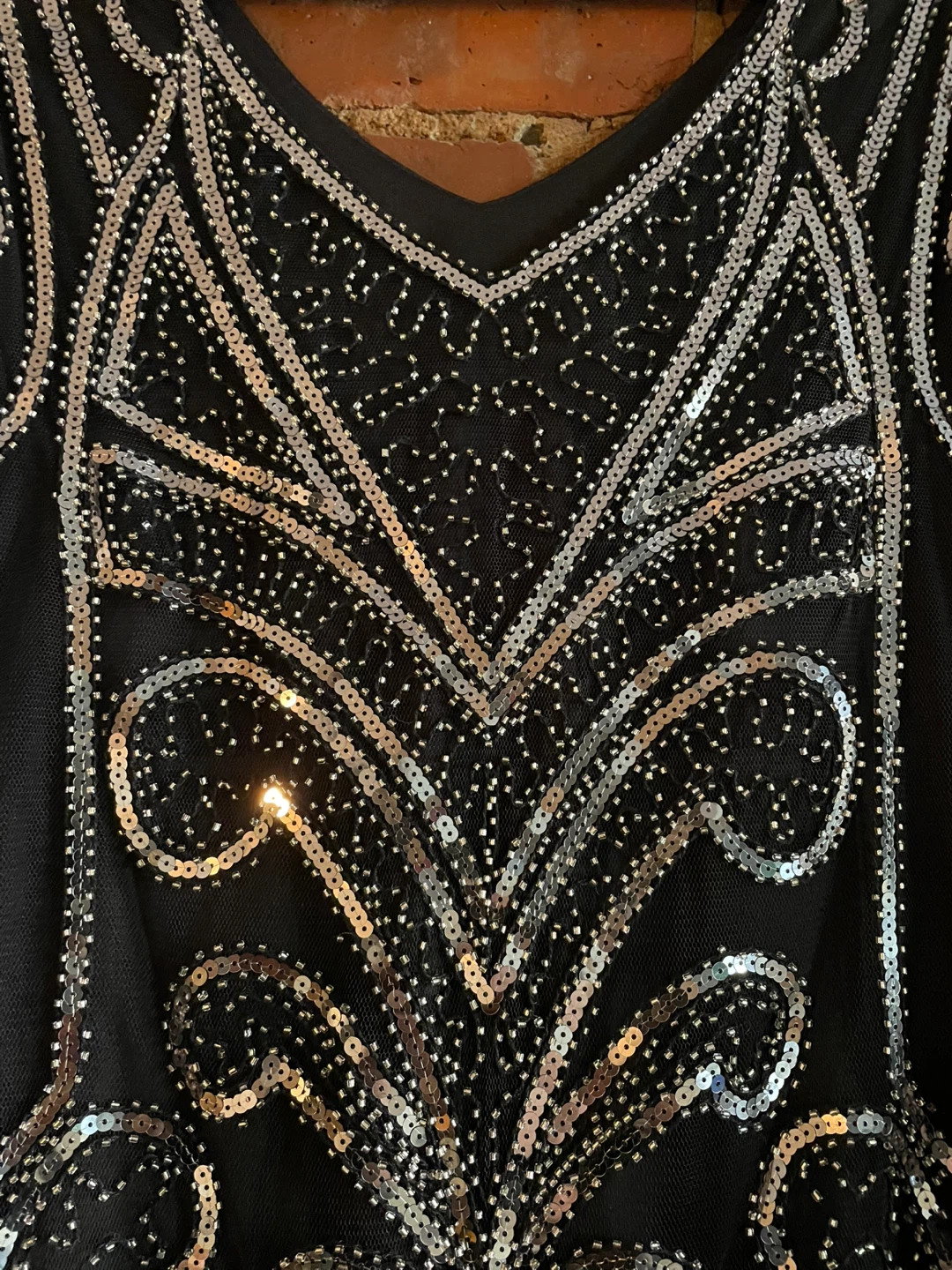Flapper Dress - Black with Silver Sequin Details - photo 2
