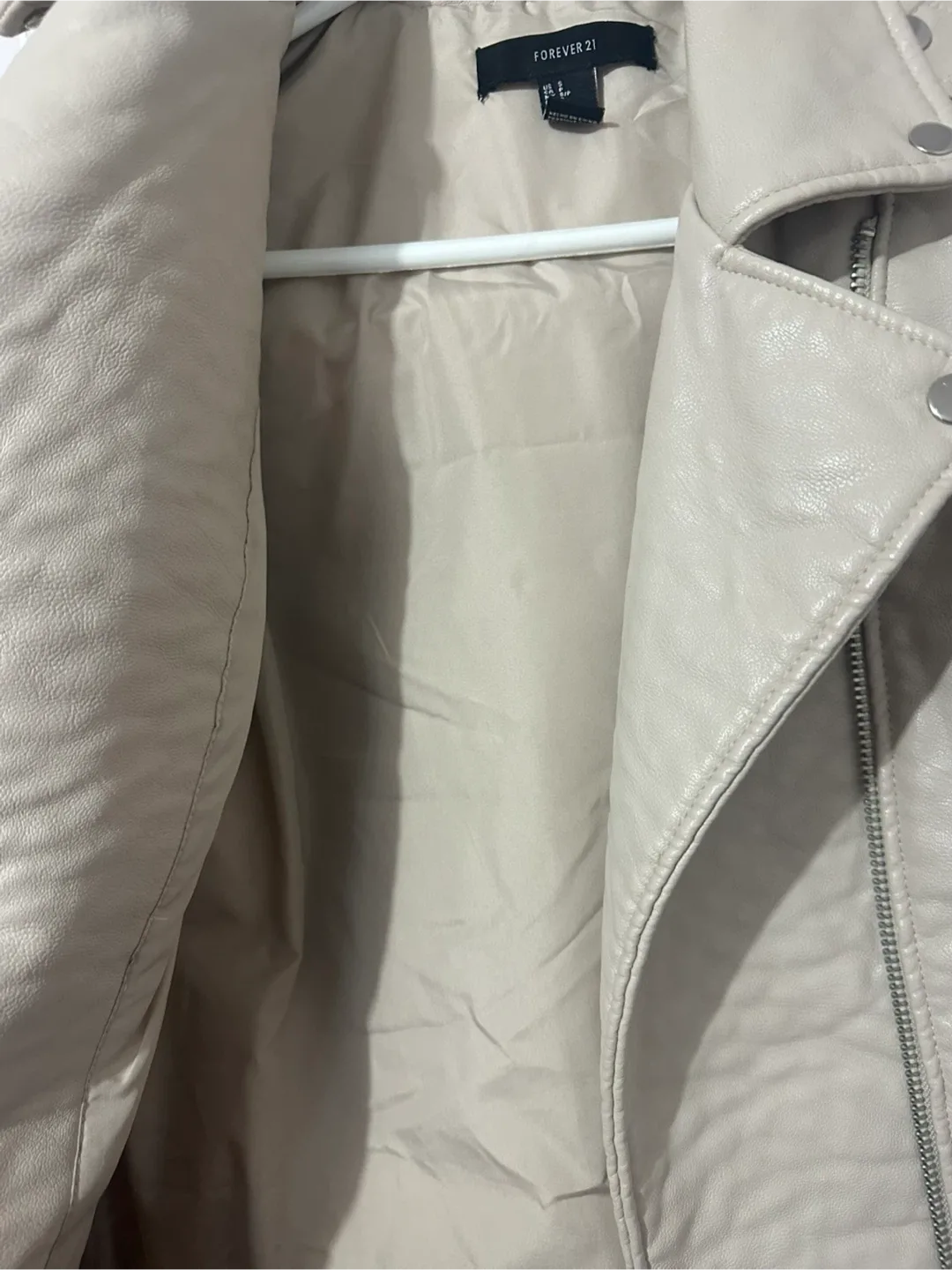 Forever 21 Faux Leather Jacket - Cream image indicator(6)